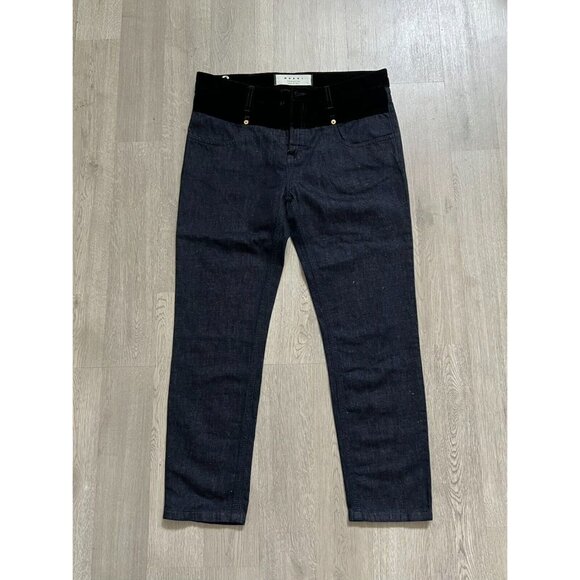 Marni Linen blend Denim Edition Velvet Speckled Jeans Dark Wash 27 W32in
